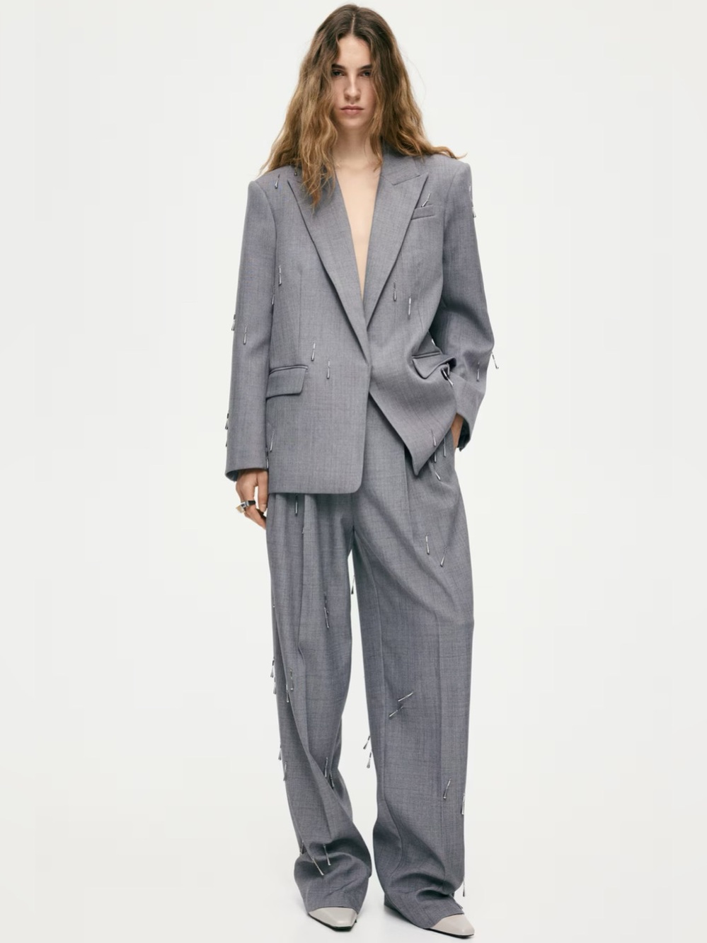 H&M EDITION 3-Piece Embellished Tailored Set Blazer S | Pants 2 | Mini Skirt 2